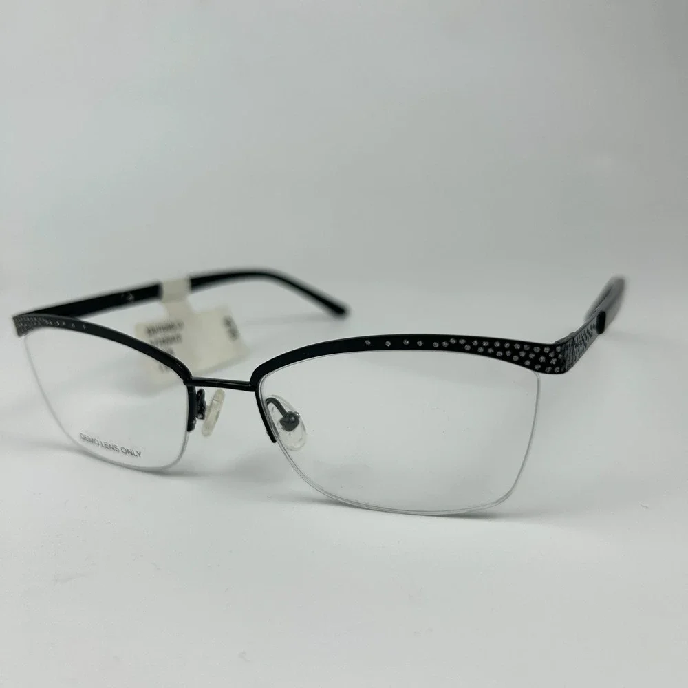 Walmart Womens XRIY02NS Eyeglasses Frame Black Glitter Epoxies Half Rim 140